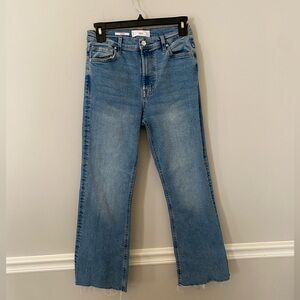 MNG sienna denim jeans crop flare raw hem 4